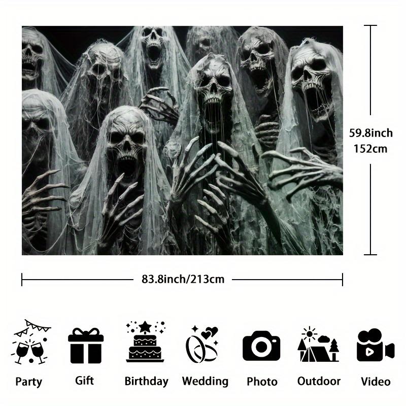 2D Flat Halloween Polyester Background Cloth - Tattered Veil Ghost Perfect for Horror-themed Party Decoration