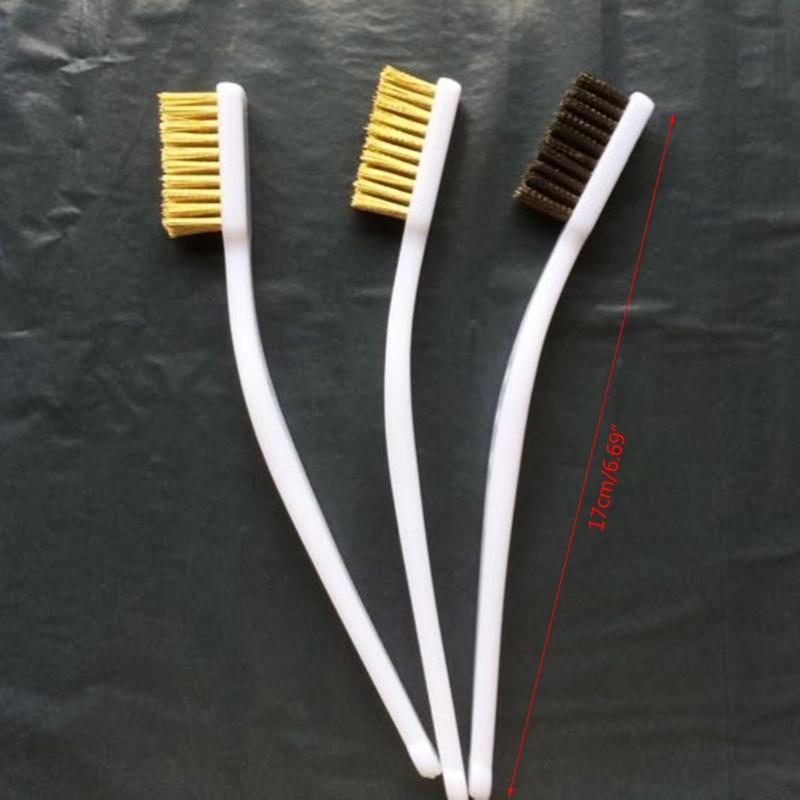 Copper Plated Brush For Industrial Devices Surface-Inner Polishing Grinding Cleaning Brush 3 Row Wire Brush Rust Remover