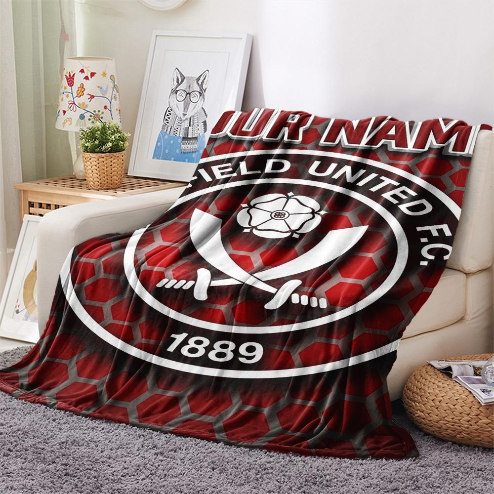 1PC Custom Name Sheffield United FC Patterned Flannel Blanket Suitable For All Seasons for Home Decor Warmth and Comfort Gifts Holiday Present