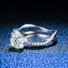 Bague Ringen S925 Sterling Silver Luxury Jewelry 1 Carat D Color Moissanite Diamond Ring For Wedding Four Claw Cross Hollow Rings