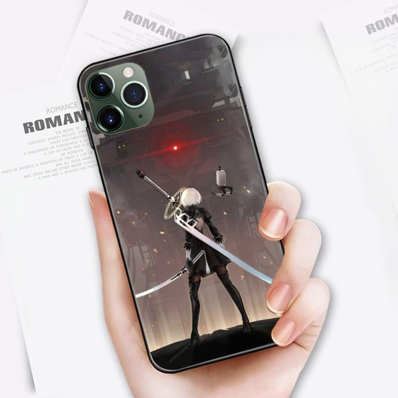 Cute Girl Nier Automata Phone Case For IPhone 14 13 12 11 XS X 8 7 6 Plus Mini Pro Max SE 2022 Soft Black Phone Cover