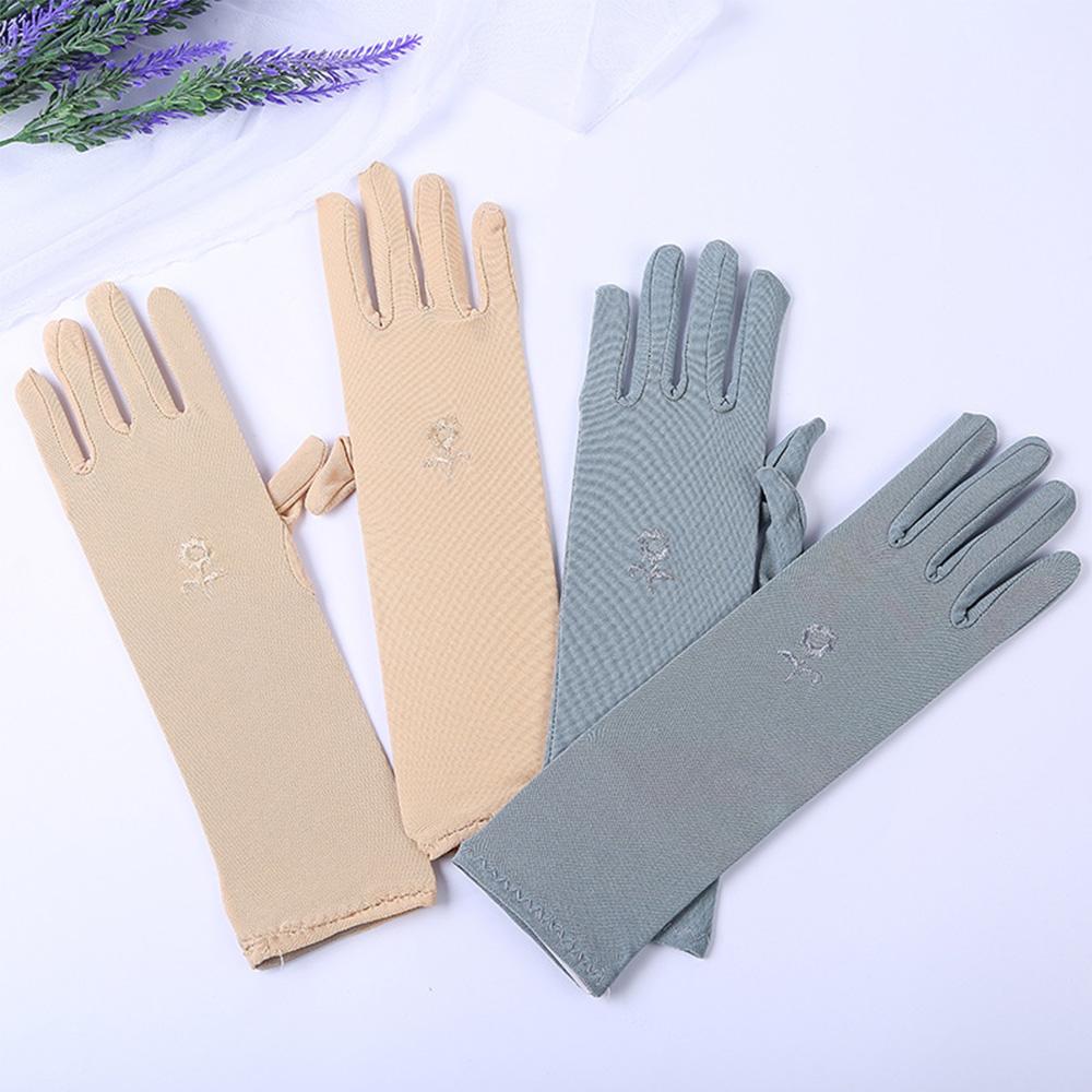 Spring Anti-slip Resistant Breathable Embroidered Mittens Driving Glove Anti UV Sunscreen Gloves