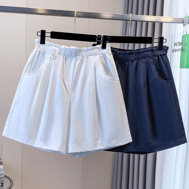 

Women s Summer Floral Wide-Leg Elastic Waist Shorts - Ice Silk, Slim Fit, Casual Petite Style 3XL темно-синий