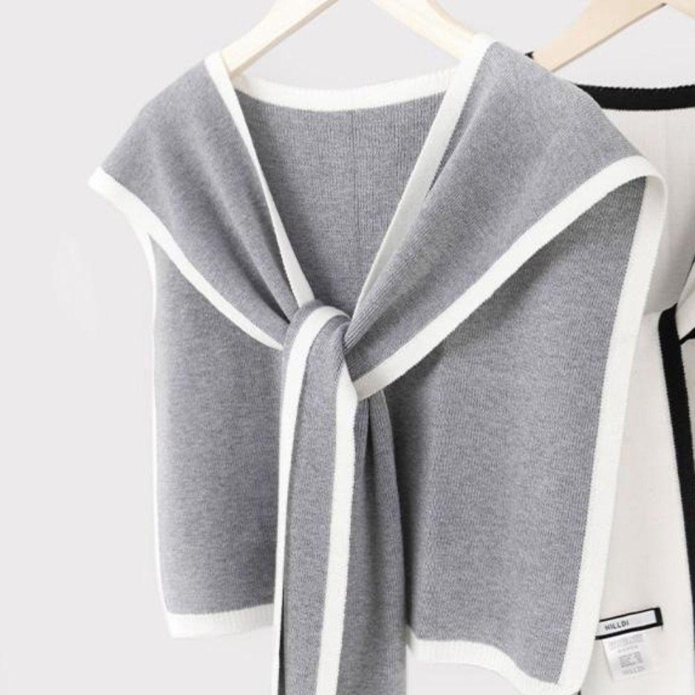 Fake Collar Wraps Knitted Shawl Cloak Wool Scarves Splicing Color Scarf  Air Conditioning Room