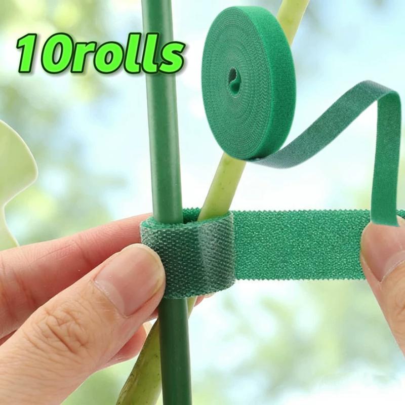 10 Roll Nylon Plant Ties Plant Bandage Hook Tie Loop Adjustable Plant Support Reusable Fastener Tape for Home Garden Accessories