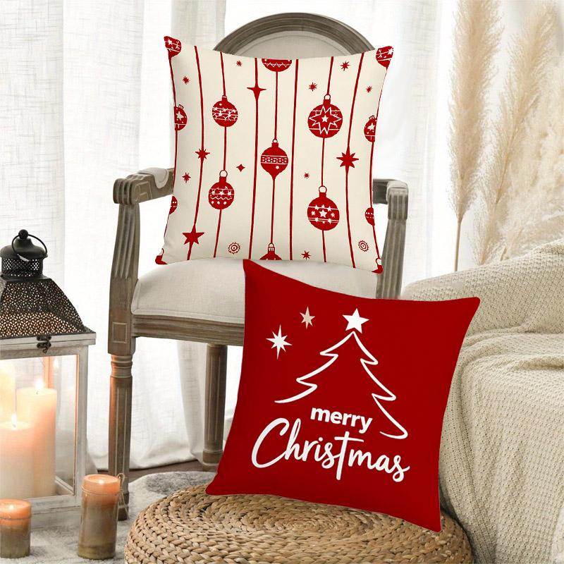 Christmas Tree Snowflake Print Pillowcase Merry Christmas Decorations Room Decor Flax Pillow Case Room Decoration Pillow Cover