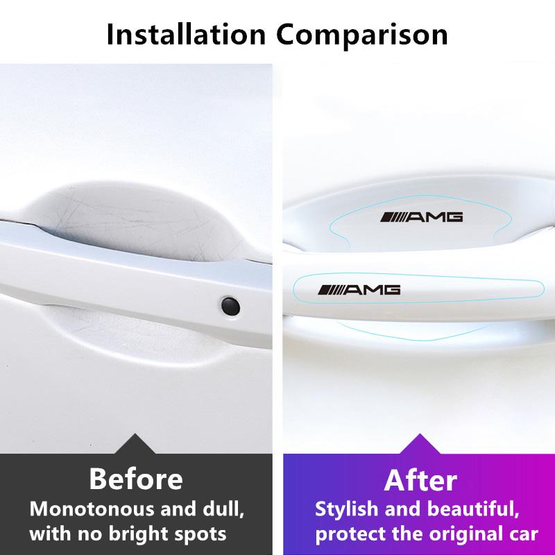 GLC GLB 8pcs Auto Door Wrist Transparent Protector Side Handle Decal for Mercedes Benz W124 W203 W204 W205 W212 GLS GL CLA GLA