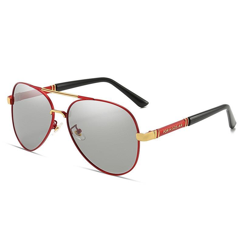 Pochromic Polarized Sunglasses UV400 Pilot Style Shades Color-changing Lens for Men Anti-glare Driving Eyeglasses for Day And