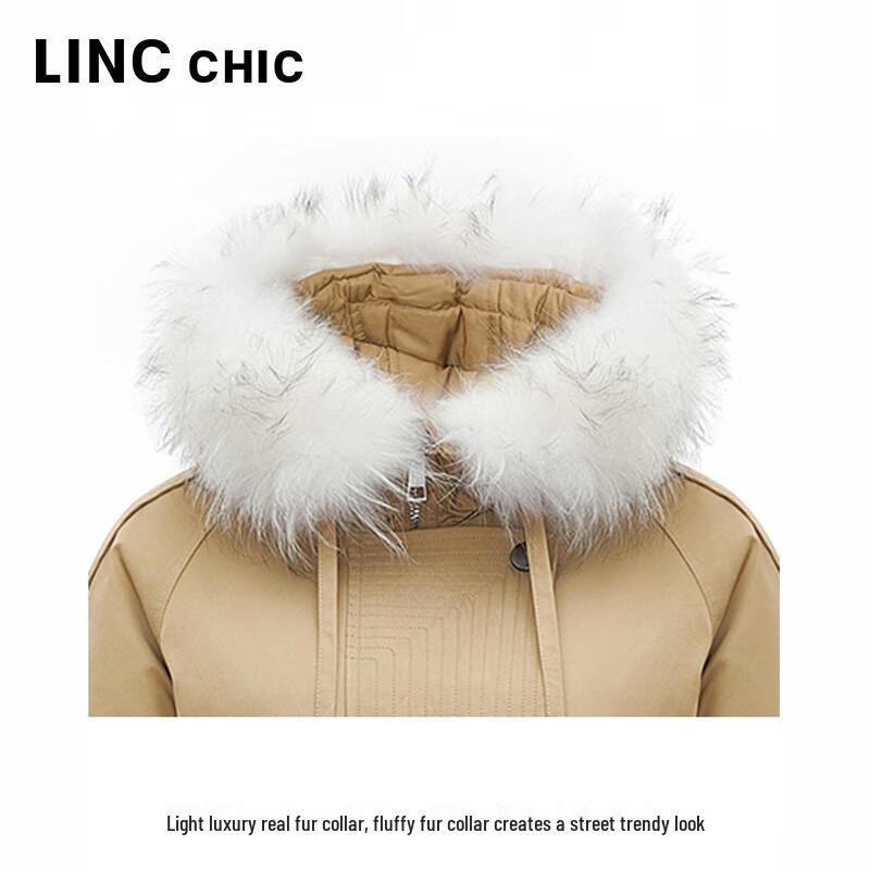 Jinyujie Women's Lightweight Fur Collar Duck Down Parka