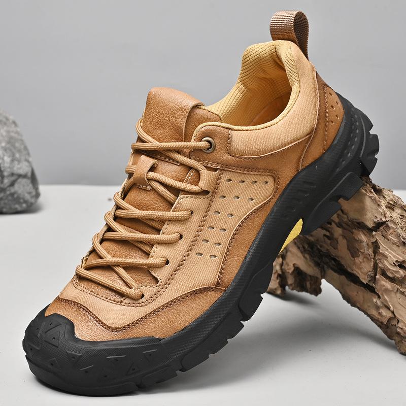 

Outdoor shoes men s autumn and winter new sports and leisure shoes bag head platform shoes men s non-slip hiking shoes large size 46 коричневый