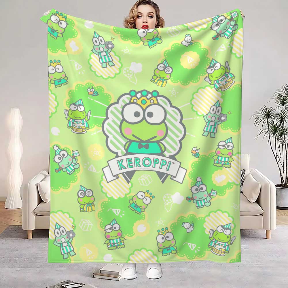 Keroppi Kawaii Luxury Blanket for Sofa Decoration Fluffy Soft Blankets King Size Bed Throw Home Interior Knee Nap & Throws Hairy
