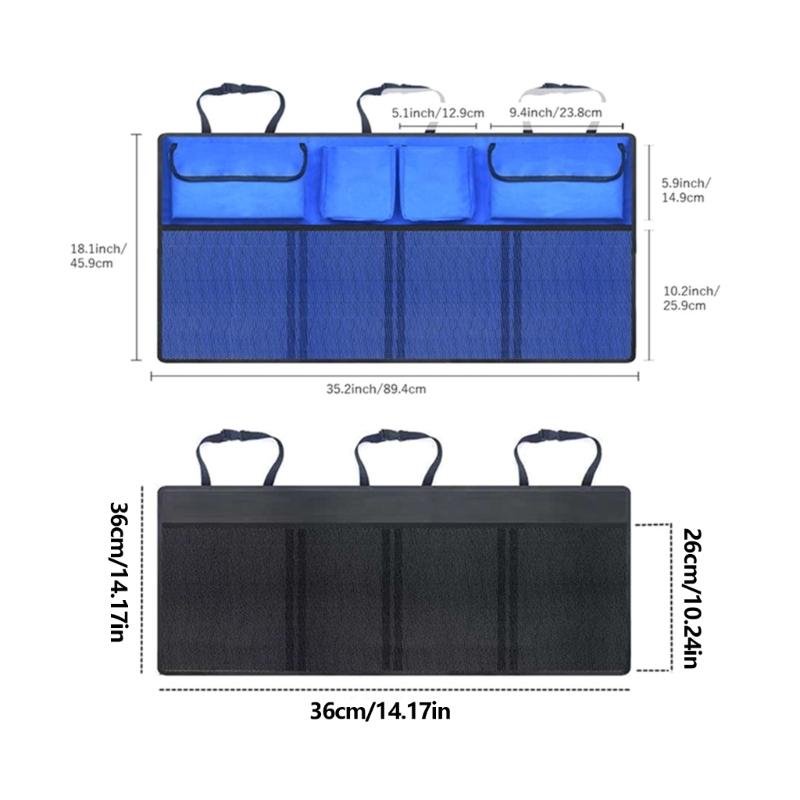 Waterproof Oxford Cloth Rear Seat Back Storage Bag with 4 Pockets Multiple Functional Auto Trunk Organizer for Car Interior