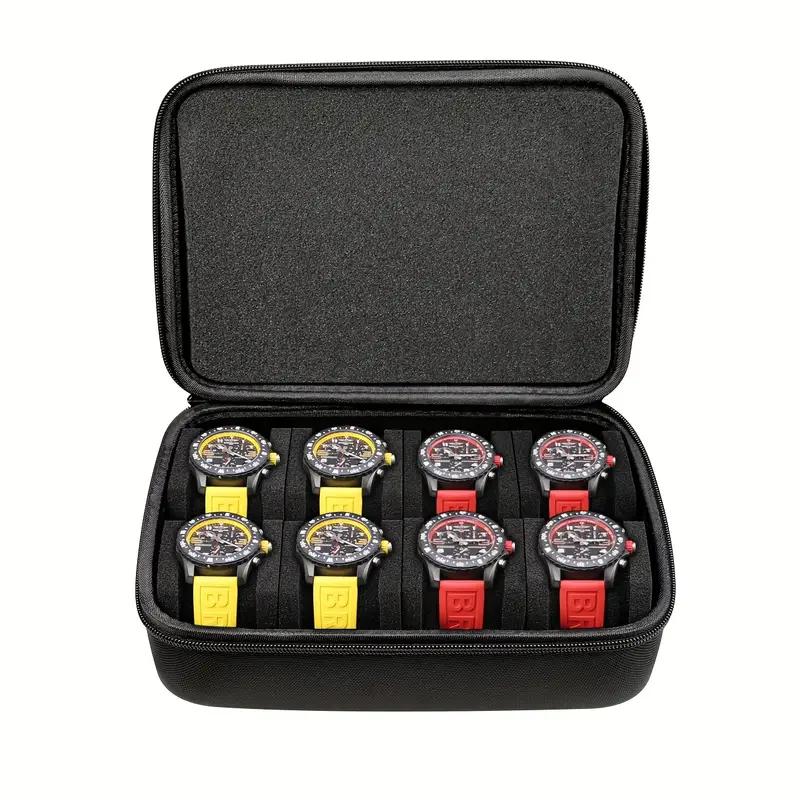 8 Slots Watch Box Organizer/Men Watch Display Storage Case Fits All Wristwatches and Smart Watches up to 42mm
