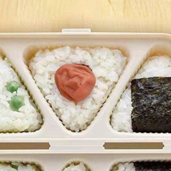 6-Cavity Triangle Onigiri Mold Bento Box 2-in-1 Rice Ball Maker with Lid Portable Lunch Container for Meal Prep Picnic School Lunch