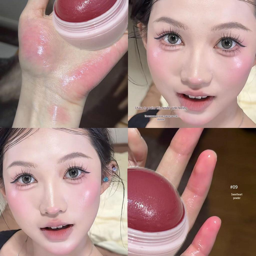Peach Velvet Cream Blush: 3D Highlight, Natural Reddish Tone, Long-lasting Dewy Finish for Autumn/Winter