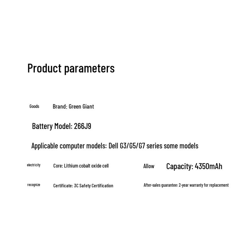 Llano Laptop Battery for Dell G3 G5 Series