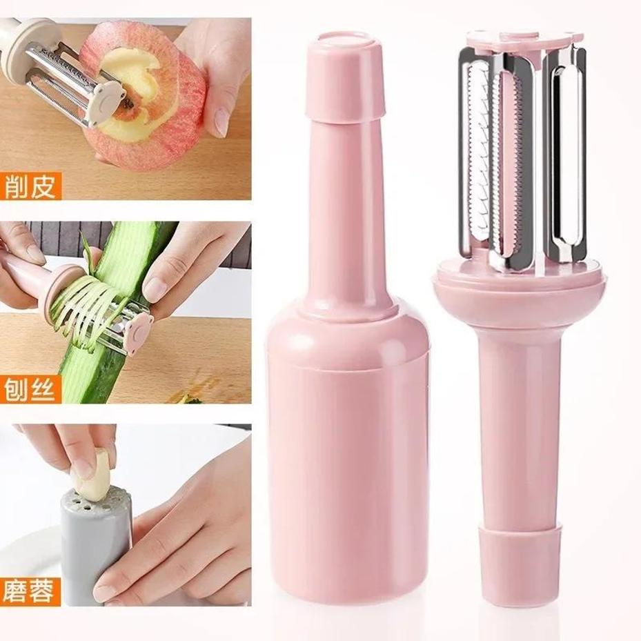 Multi-functional with Cover Three-in-one Peeling Knife Home Fruit Potato Scraper Ginger Garlic Grinder Melon Peel Shaving Wire.