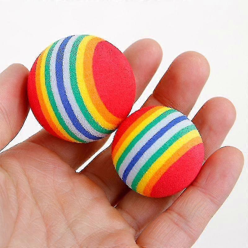 10 Pcs Interactive Cat Toys Ball Pet Supplies Play Chewing Rattle Scratch 3.5cm Rainbow Cat Toy Ball Training Attract Entertain