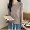 2025 Light Blue Chic Korean Slim-Fit Round Neck Sweater - Spring Age-Reducing Knitted Base Layer
