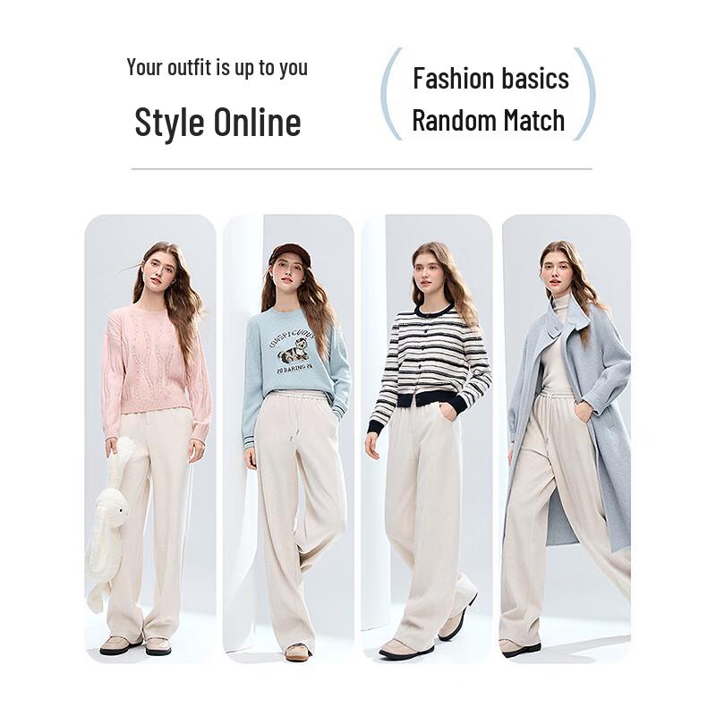 BETU Women's 2025 Winter Brushed Wide-Leg Pants