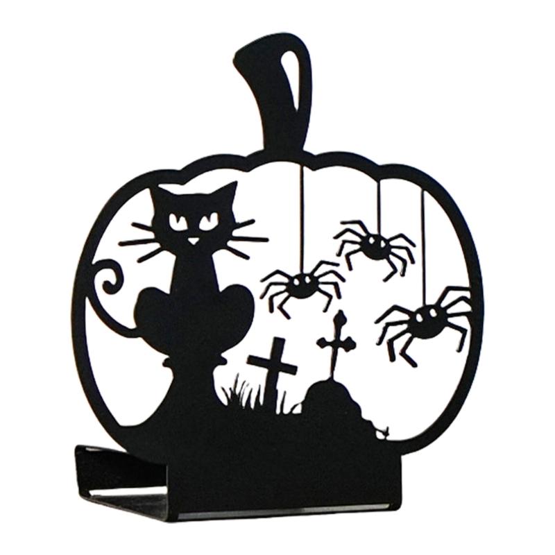 Horror Ghostly Bat Cats Iron Tealight Candle Holders for Halloween Festivities Home Centerpieces Candlestick Decors