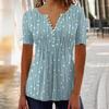 2024 Amazon Independent Station Europe, America, Spring and Summer New V-Neck Polka Dot Short Sleeve Shirt Cross-border Women's Clothing, Clear