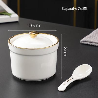 Zhaoran 4-inch Gold Rim Ceramic Single-Serve Stew Cup