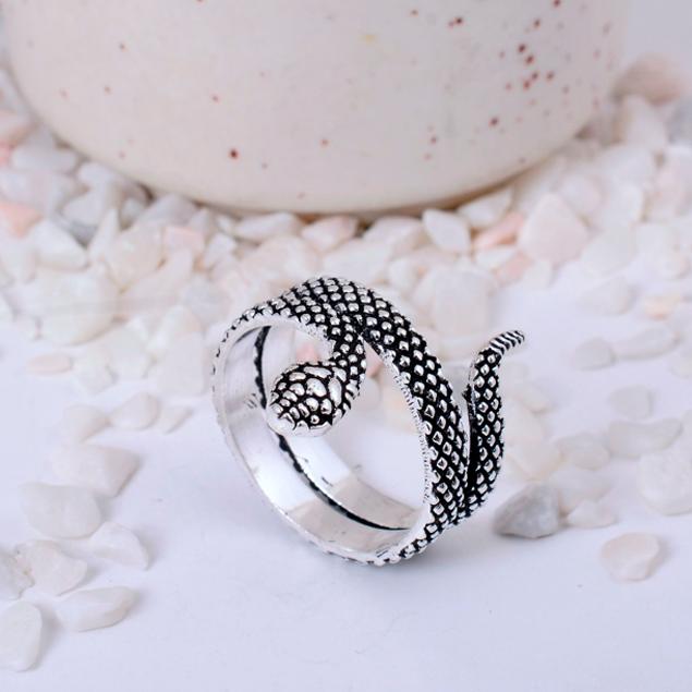 Adjustable Silver Cobra Snake Ring | Serpent Wrap Statement Ring | Gothic Bohemian Brass Jewelry | Unique Animal Gift