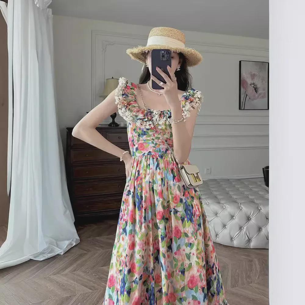 2023 Summer Floral One-Shoulder Designer Dress