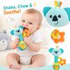 Chewable Baby Hand Rattle and Teether with Grasping Stick for and Infant Comfort Toy
