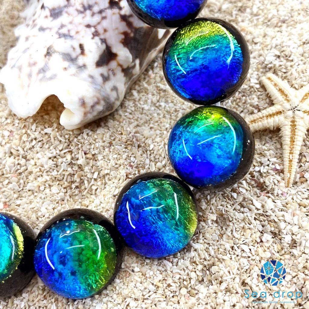 Sea Drop Glowing Firefly Glass Kerama Marine 16mm Bead Glass Beads Bracelet, Glow-in-the-Dark [001bt-16-16]