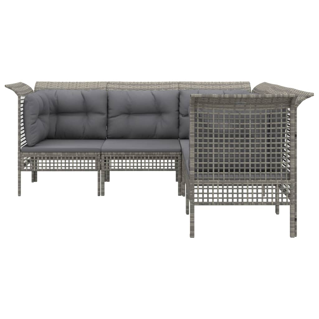 Vidaxl 5-Cz. Garden Lounge Set, Cushions, Grey, Rattan PE