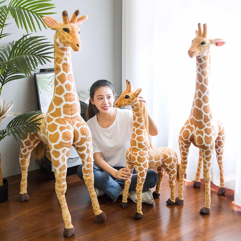 Giraffa di Peluche Grande Morbida Realistica Animali Giraffe della Vita Vera Bambola Morbida Decorazione per la Casa Oggetti di Scena per Foto Regalo di Compleanno