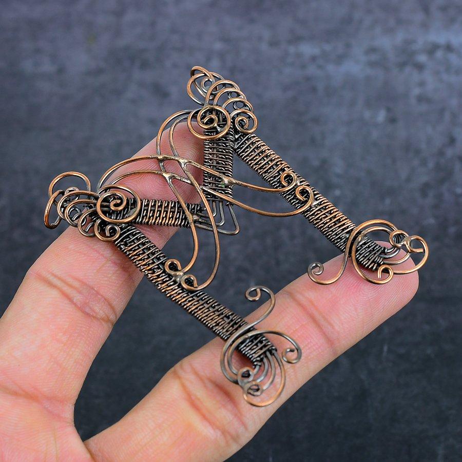 M Look Gemstone Copper Wire Wrap Jewelry Pendant 3.15"