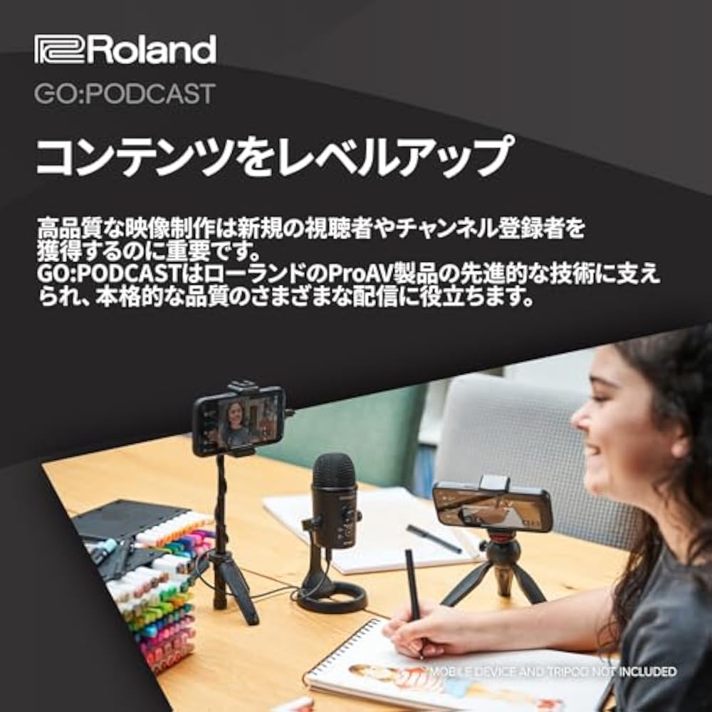 Roland Roland GO: PODCAST Compatible with iPhones and Android Smartphones and PC/Mac Directivity ...