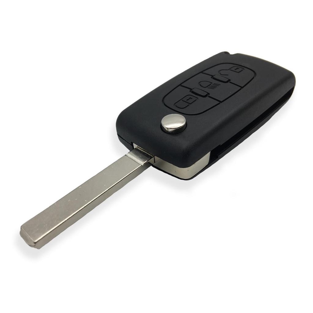 Peugeot 3-Button Folding Car Key with Light, 433 MHz, 7941 Chip