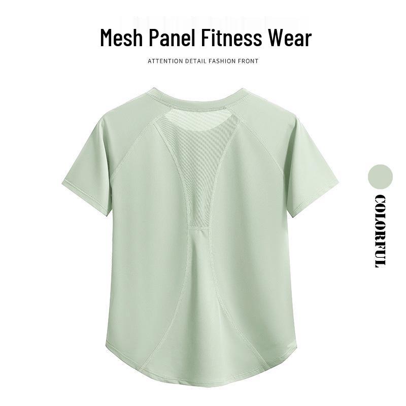 Women's Quick-Dry Mesh Yoga & Running Set: Breathable Short Sleeve Top