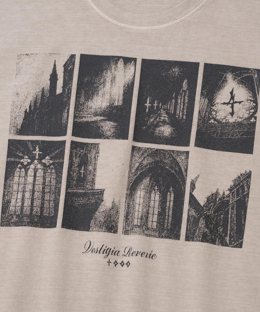 NOT4NERD Cathedral Afterimage Pigment Regular Fit T-Shirts - Beige