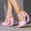 New Design Hollow High Heels Women Sandals Fashion Patent Leather Open Toe Buckle Strap Banquet Party Shoes