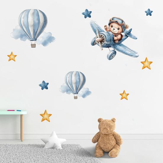 Cartoon Wall Stickers Cute Animals Wall Decal Elephant Bear Cat PVC Mural Art for Baby Nursery Kids Bedroom Playroom Classroom Wall