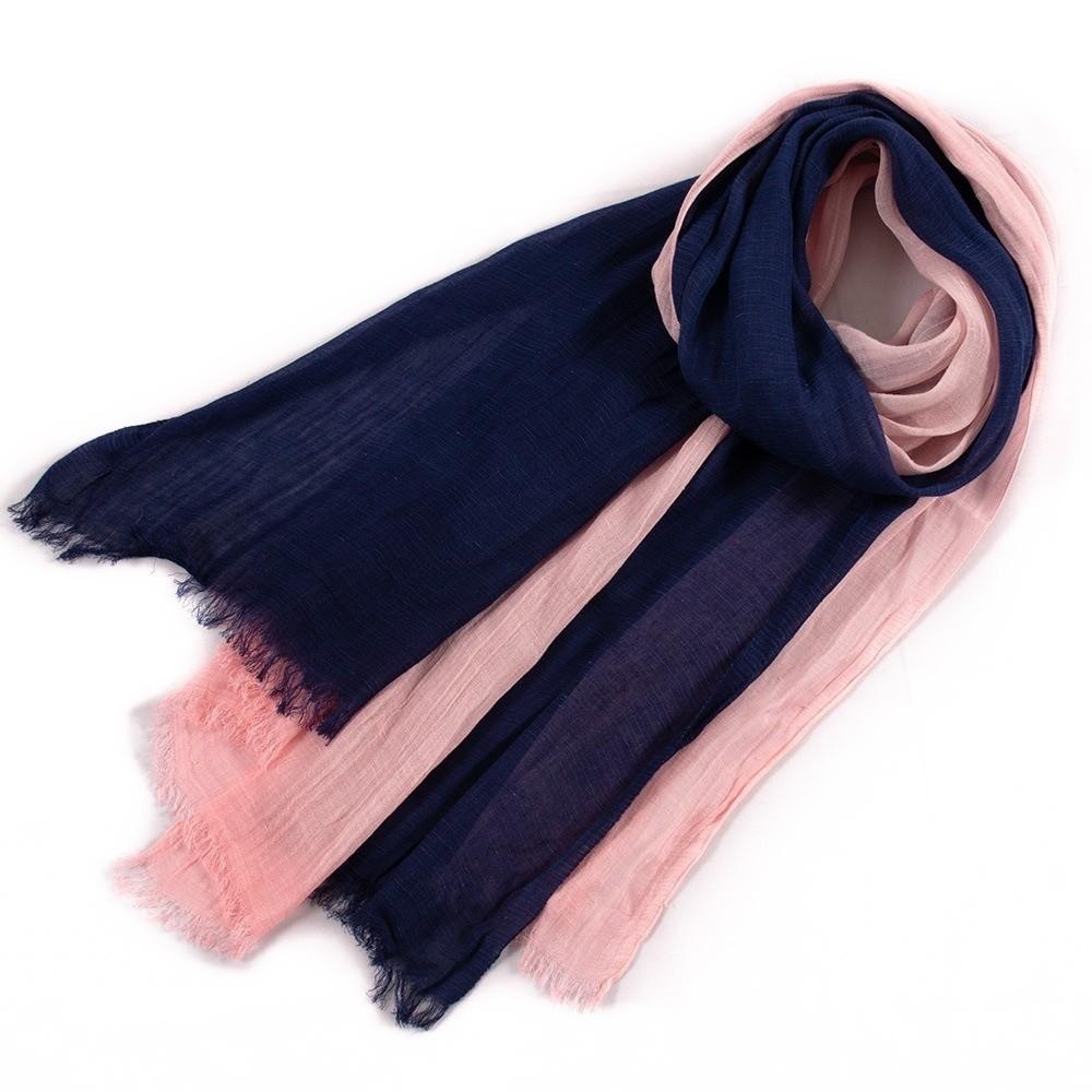 Soft Texture Cotton Scarf Simple Long Shawl Color Matching Short Tassel Scarf  Daily Wearing