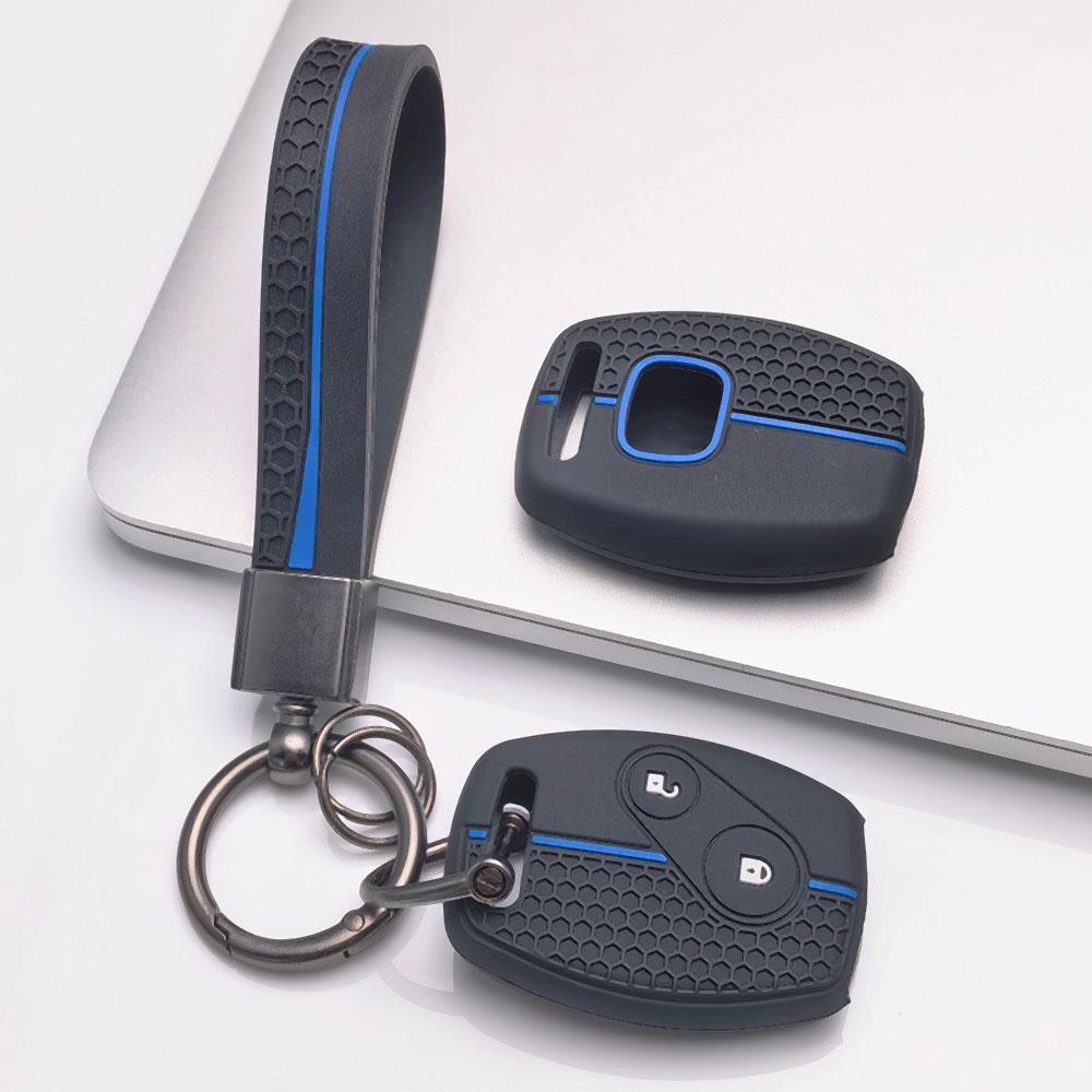 Premium Silicone Car Key Fob Cover For Honda Fit Civic Accord CRV HRV Jazz With Keychain Soft Silicone Car Interior Accessories Anti-Scratch