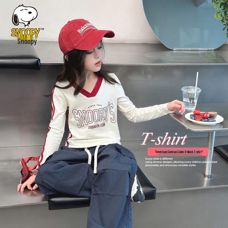 

SNOOPY Girls V-Neck Long Sleeve T-Shirt 140