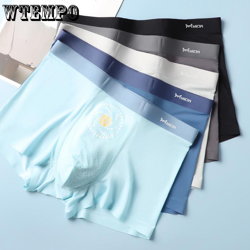 3pcs Men's Underwear Ice Silk Underwear with Seamless Flat Corner Shorts Boxer Brief