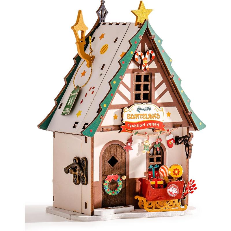 ROBOTIME Rolife 3D Puzzles Twinkling Xmas House DIY Miniature House DS036