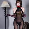 Sex underwear oily and shiny 5D tight-fitting package feeling silky and ultra-thin horse oil men's and women's neck open crotch stockings onesie