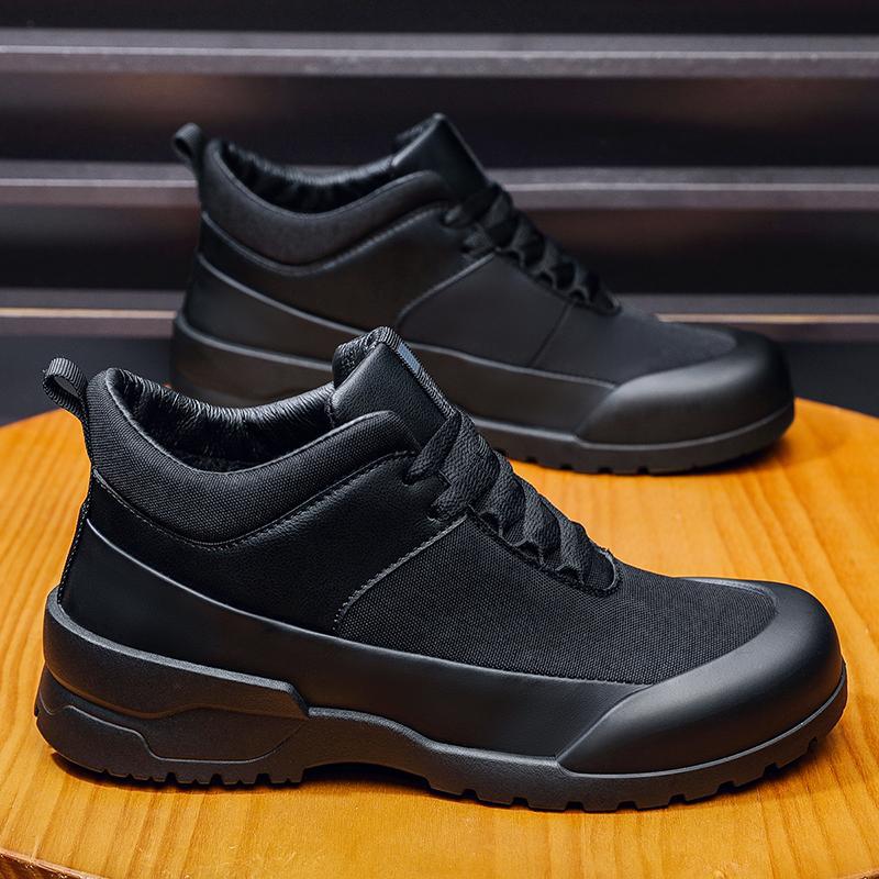 

All black dirt-resistant labor insurance shoes Oxford cloth anti-scalding electric welding shoes velvet non-freezing feet cotton shoes stab-proof 44 чорний