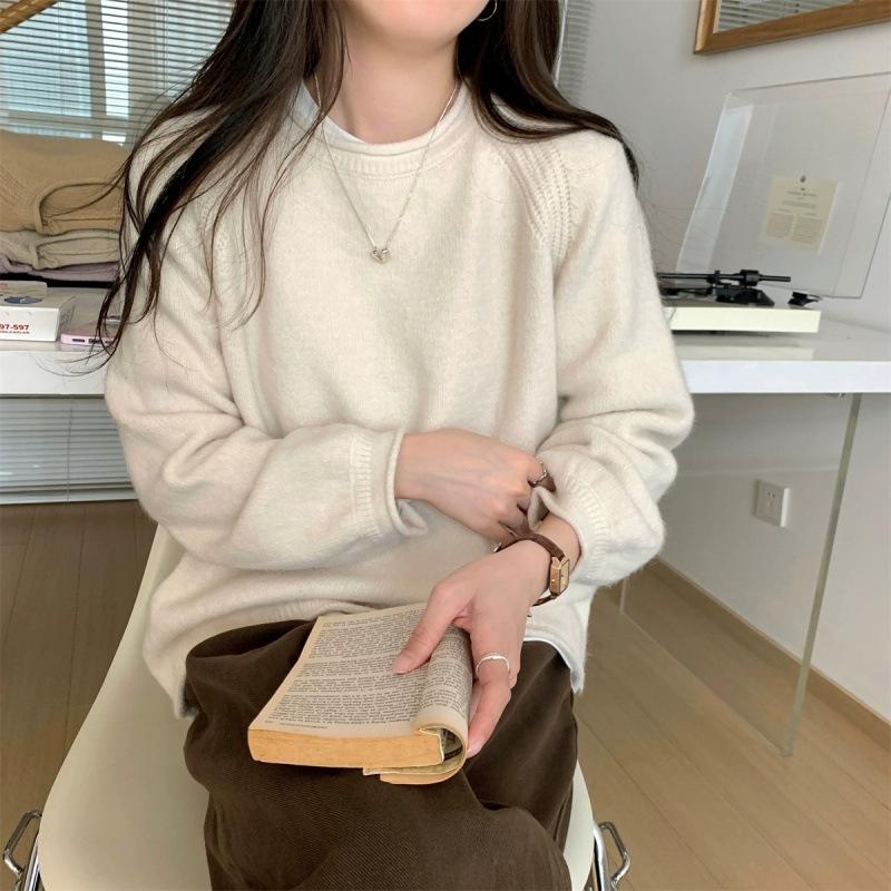 Gemütlicher Strickpullover im koreanischen Stil für Damen - Weich, Warm, Lockerer Schnitt