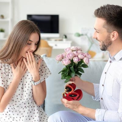 Preserved Flower Ring Box Velvet Jewelry Gift Box Magnet Closure Ring Necklace Pendant Case for Valentine's Day Engagement Proposal