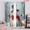 2pcs 2D Flat Printing Merry Christmas Popular Curtains Christmas Snowman3 100% Polyester Without Electricity Holiday Decorations